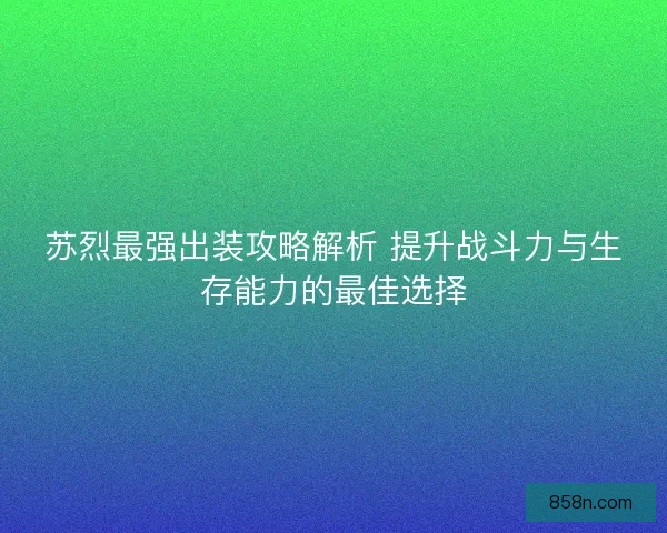 苏烈最强出装攻略解析 提升战斗力与生存能力的最佳选择