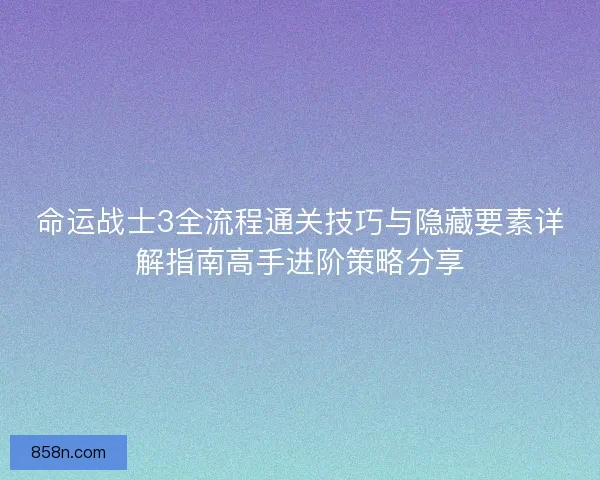 命运战士3全流程通关技巧与隐藏要素详解指南高手进阶策略分享