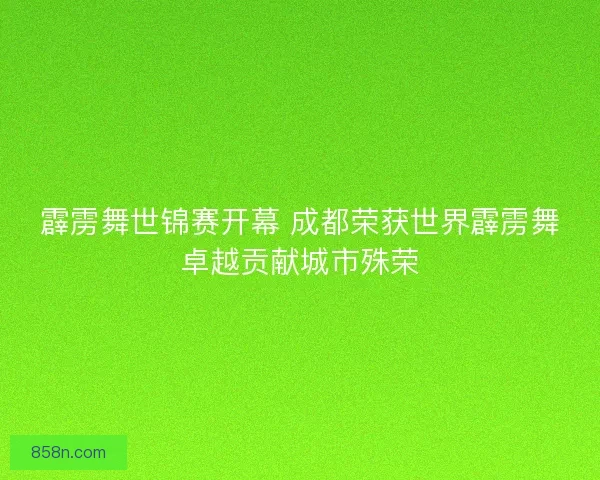 霹雳舞世锦赛开幕 成都荣获世界霹雳舞卓越贡献城市殊荣